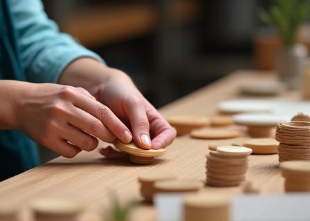 Handwerkerin prüft ein Beauty-Tool in einer hellen europäischen Manufaktur